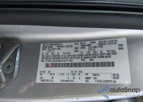2014 Ford Escape Se from USA, damaged, VIN 1FMCU0GX8EUD77160